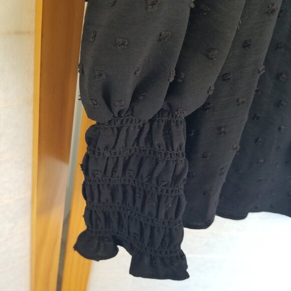 NEW Max Studio Black Neck P Bow Blouse Bishop Sleeves Size M $98 Retail - Picture 4 of 14